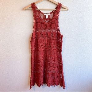 Forever 21 Crochet Lace Long Tank / Mini Dress